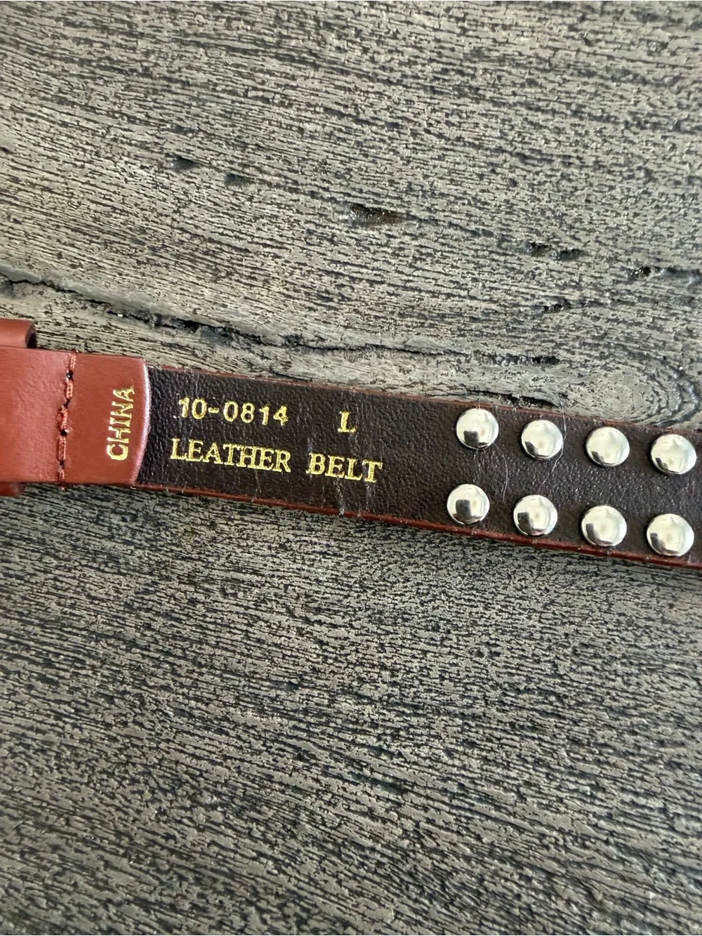 Brown Studded Leather Belt with Silver Buckle